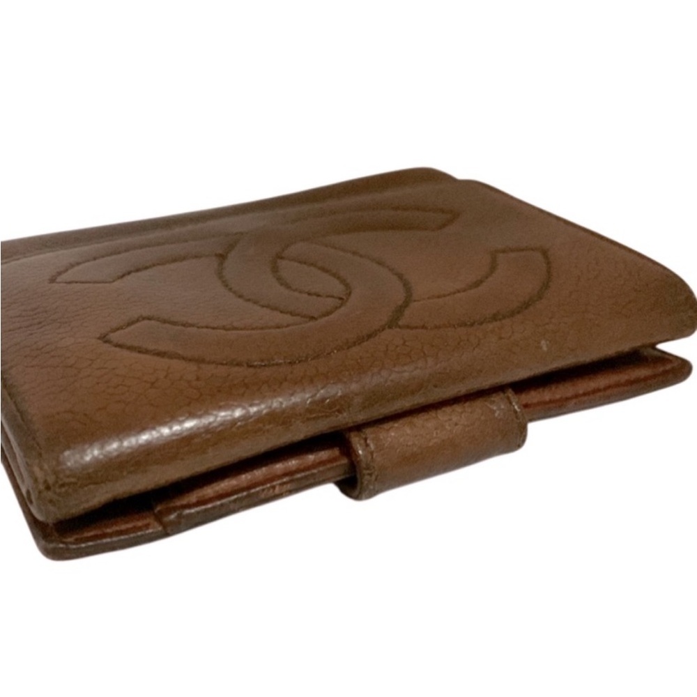 Chanel Vintage  Brown Caviar Leather CC Logo Wallet – 1990s - Picture 6 of 11